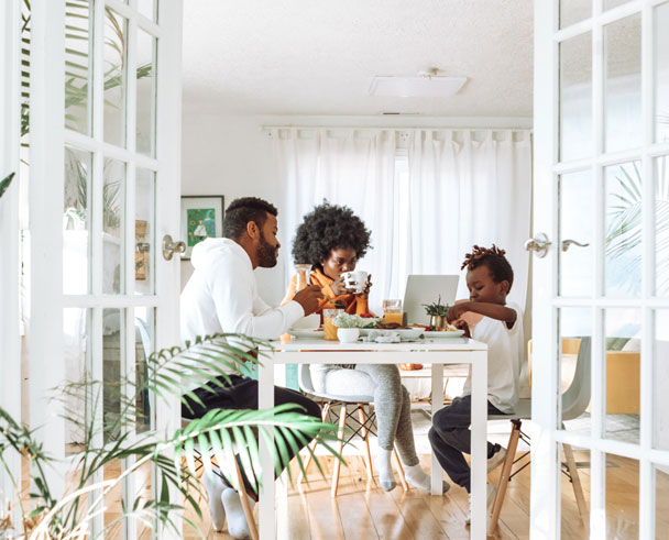 Family at a kitchen table